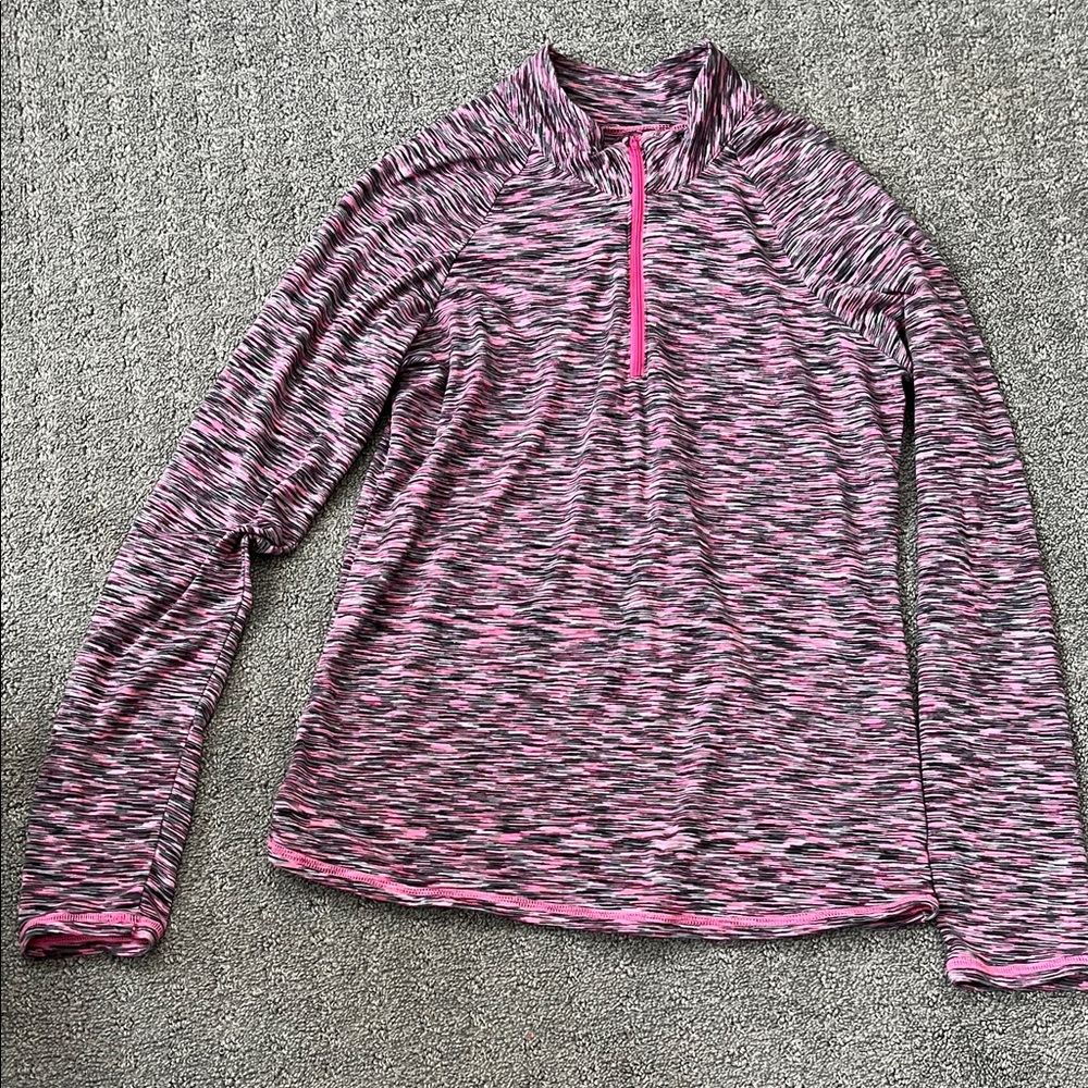 Chic Pink and Gray Long Sleeve Women's Top